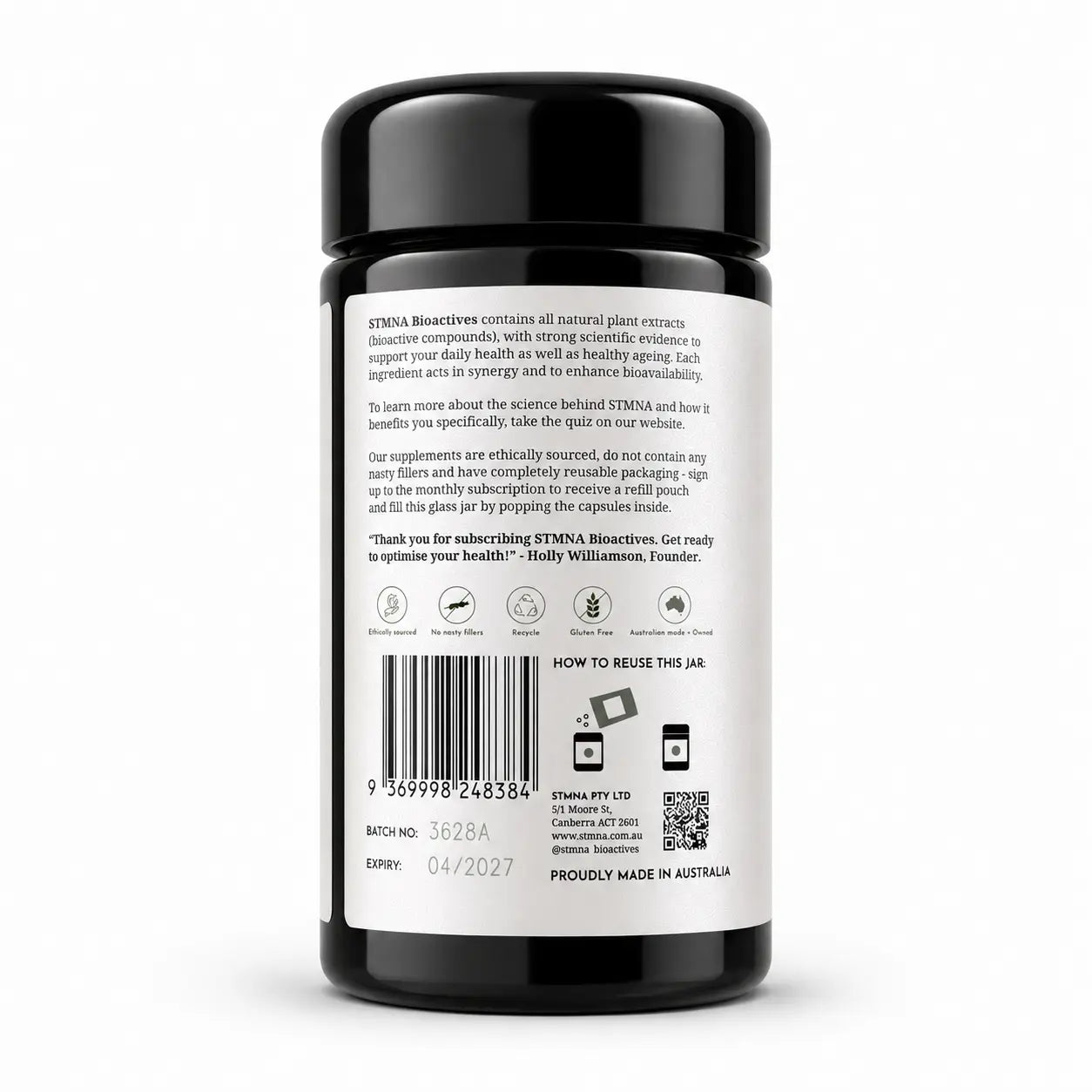 STMNA Bioactives - Healthspan Supplement - Refillable Jar (60 capsules)