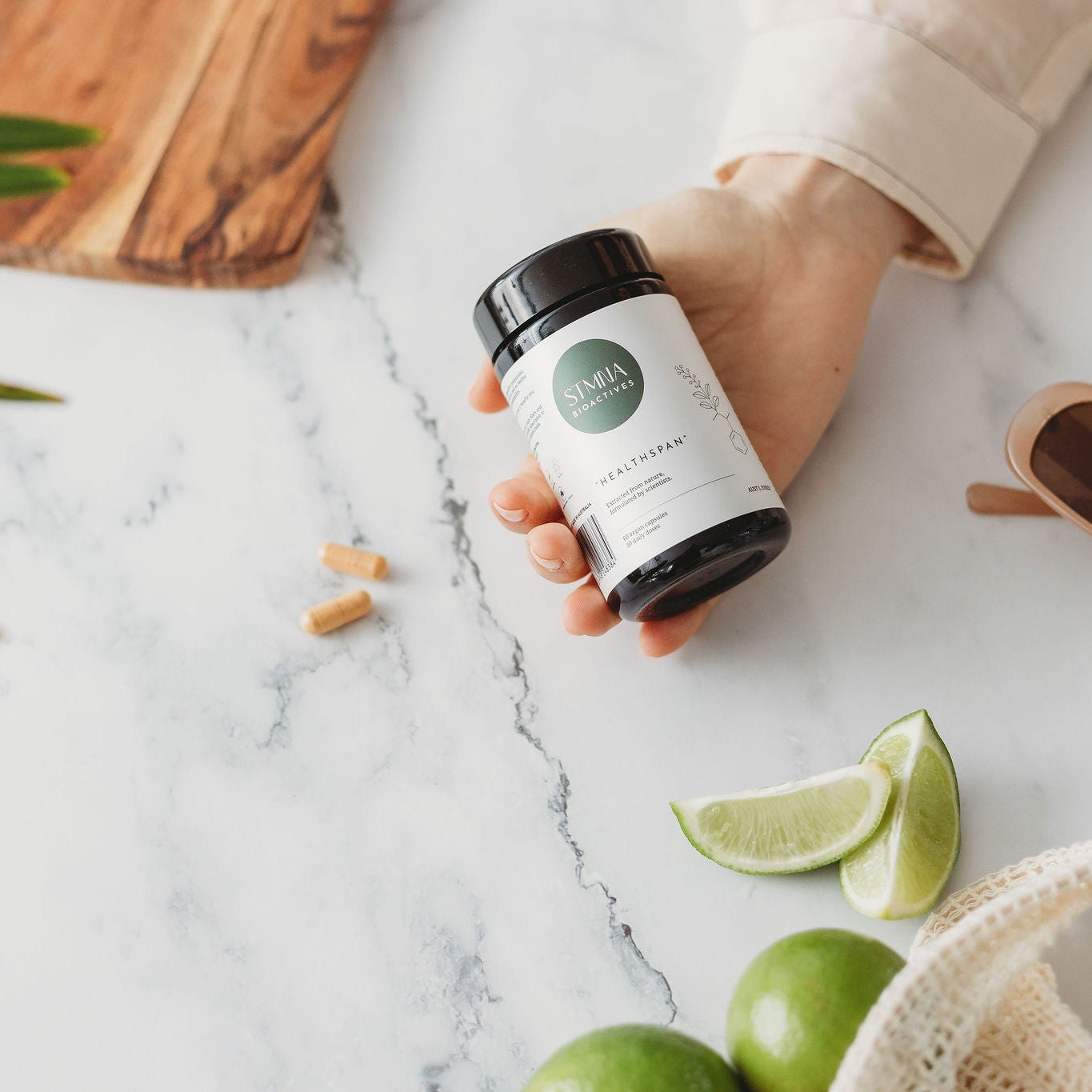 STMNA Bioactive Supplement Jar on display